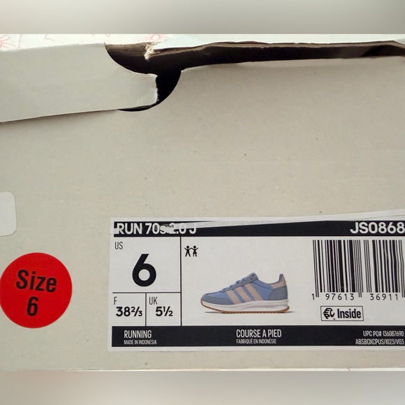 Adidas Kids Light Blue and White Sneakers - Picture 6 of 6